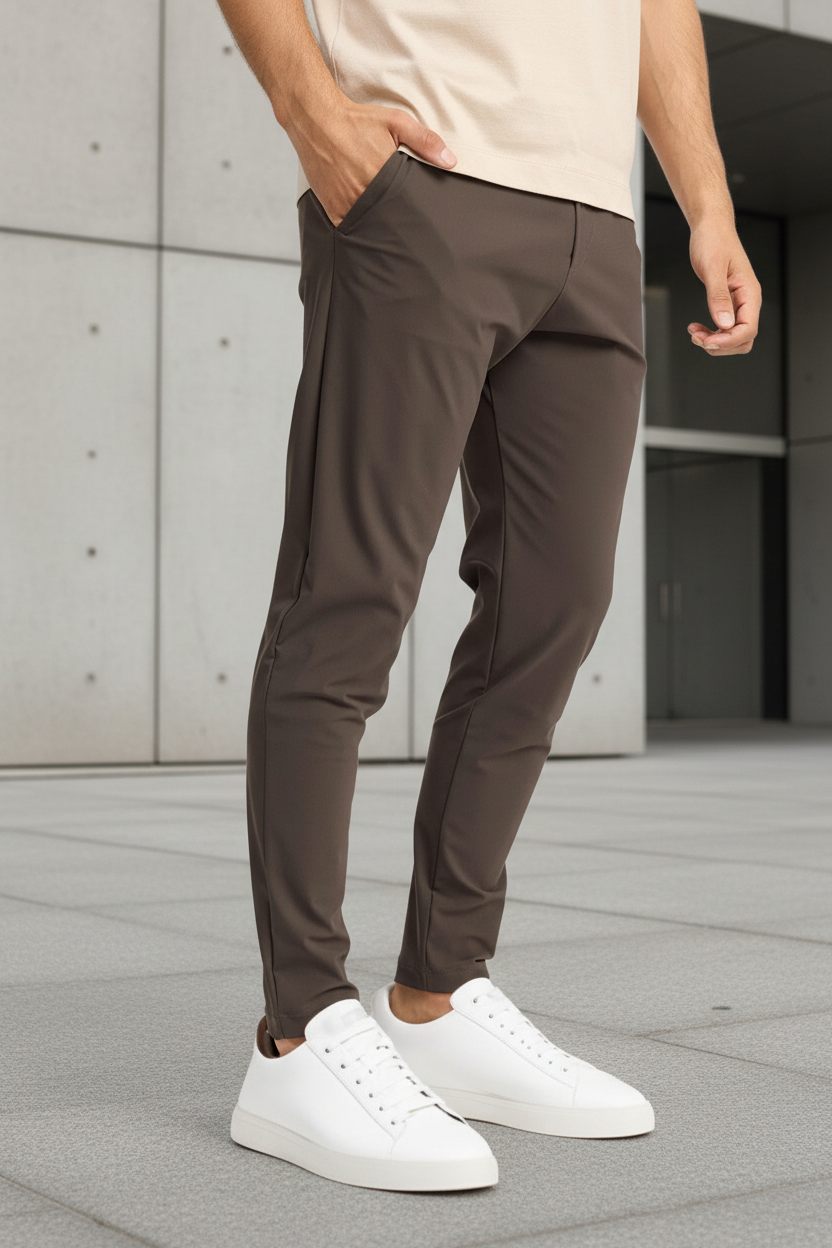 Bruine broek met stedelijke achtergrond