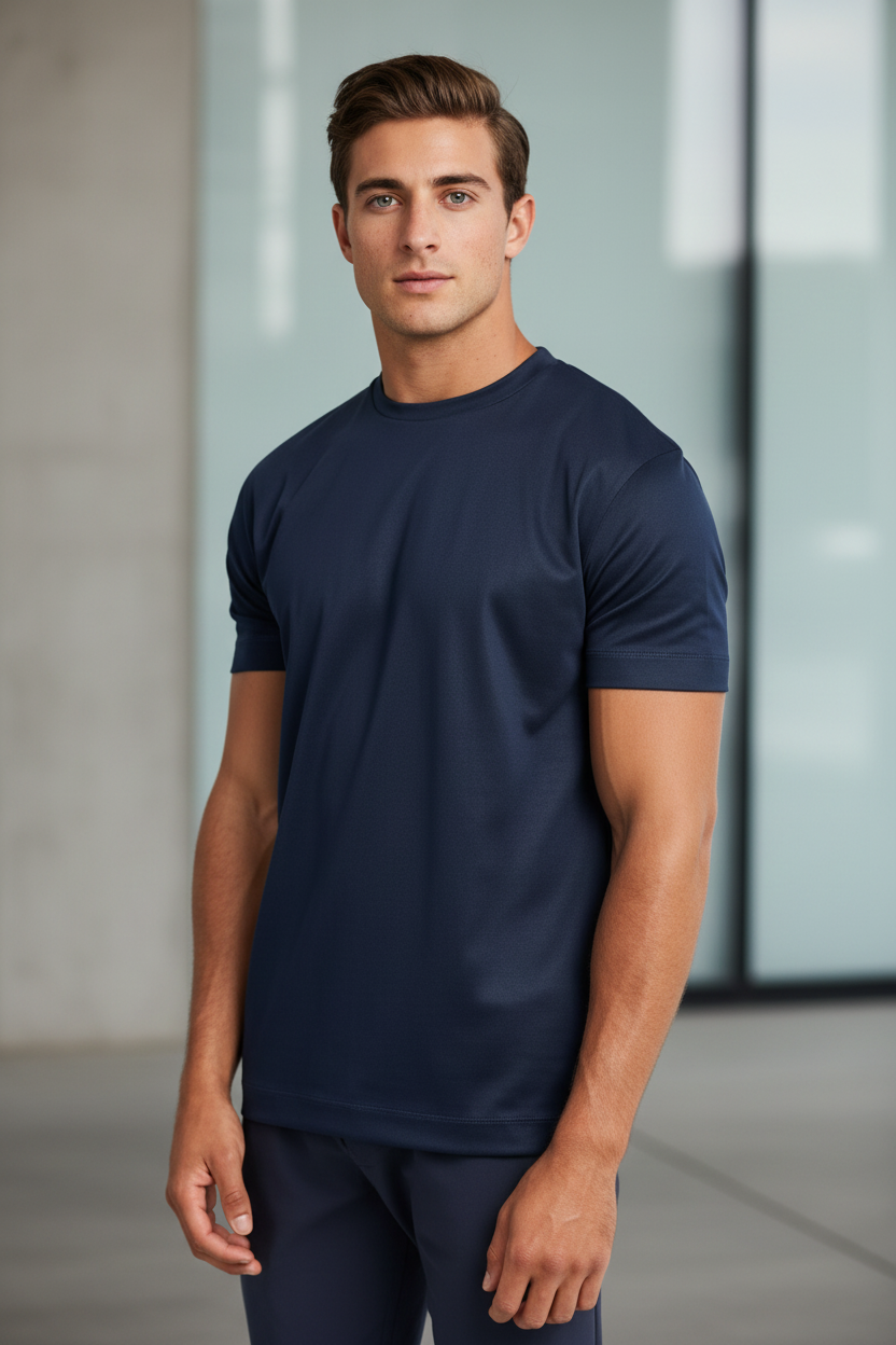 Midnight blue t-shirt natural human face